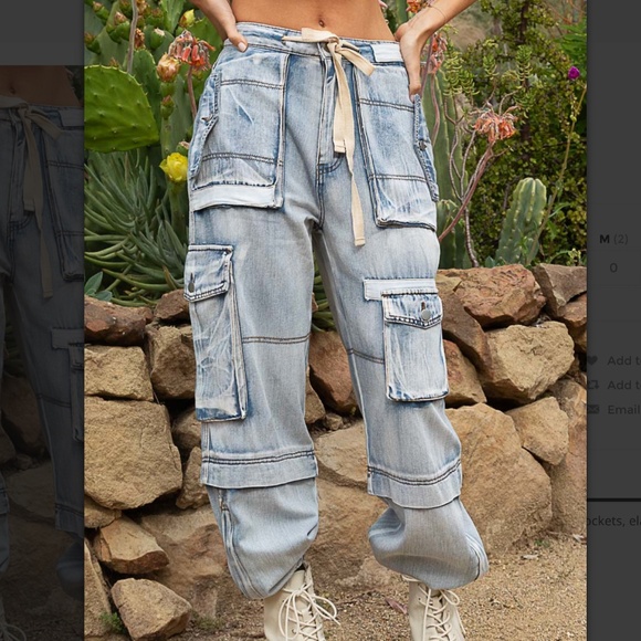 POL Pants - POL Light Wash Cargo Utility Jean Jogger Pants Y2K SR20